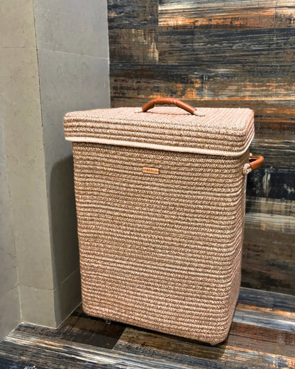 👑 Elite- Ivory Luxe Rectangular Laundry Basket with Wheels and Lid