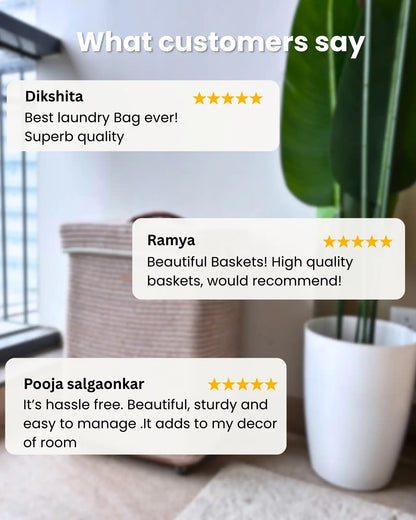 👑 Elite- Ivory Luxe Rectangular Laundry Basket with Wheels and Lid