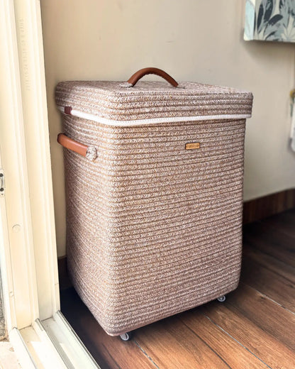 laundry basket with lid ivory