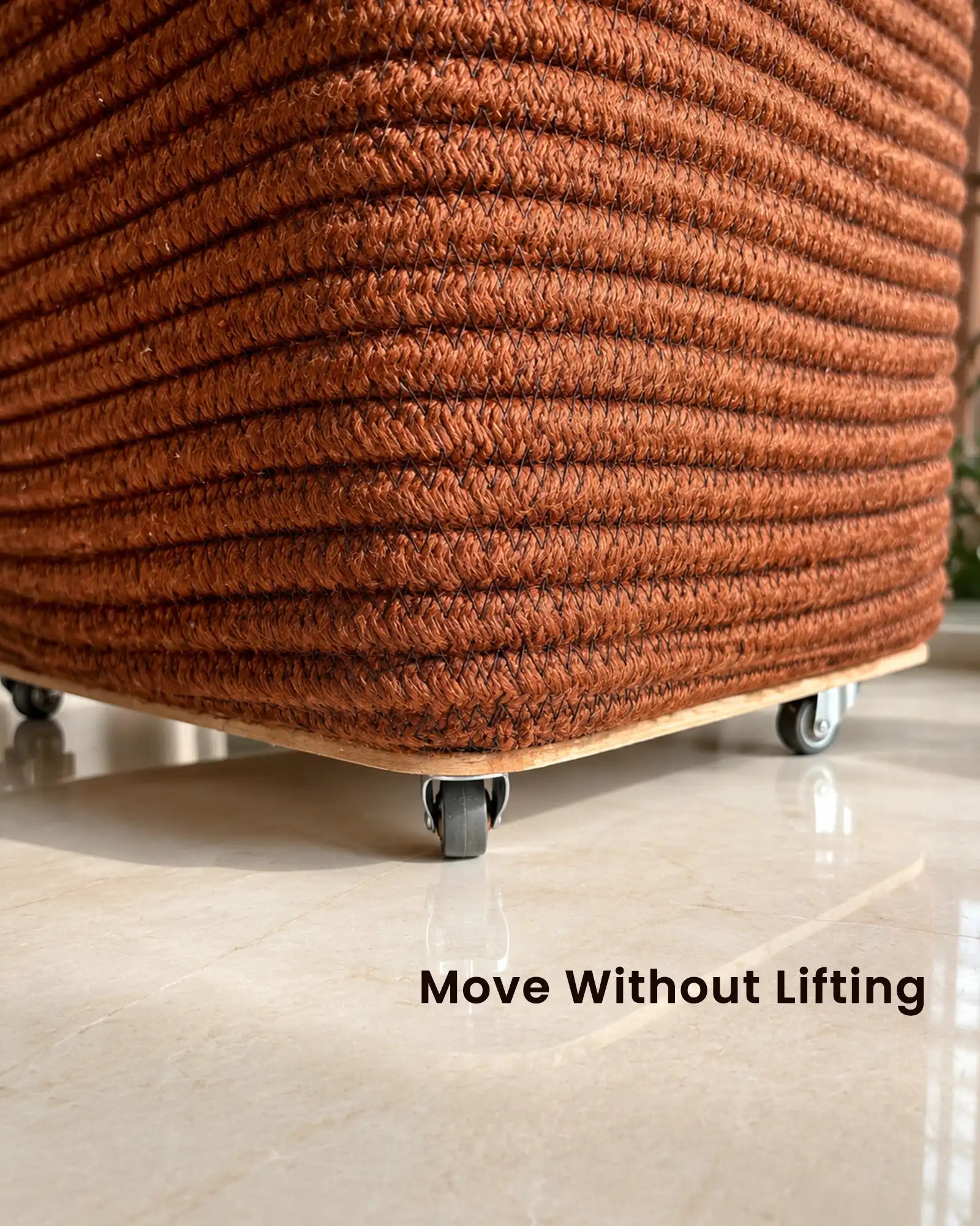 Wheels in Laundry basket to ensure it can be moved smoothly