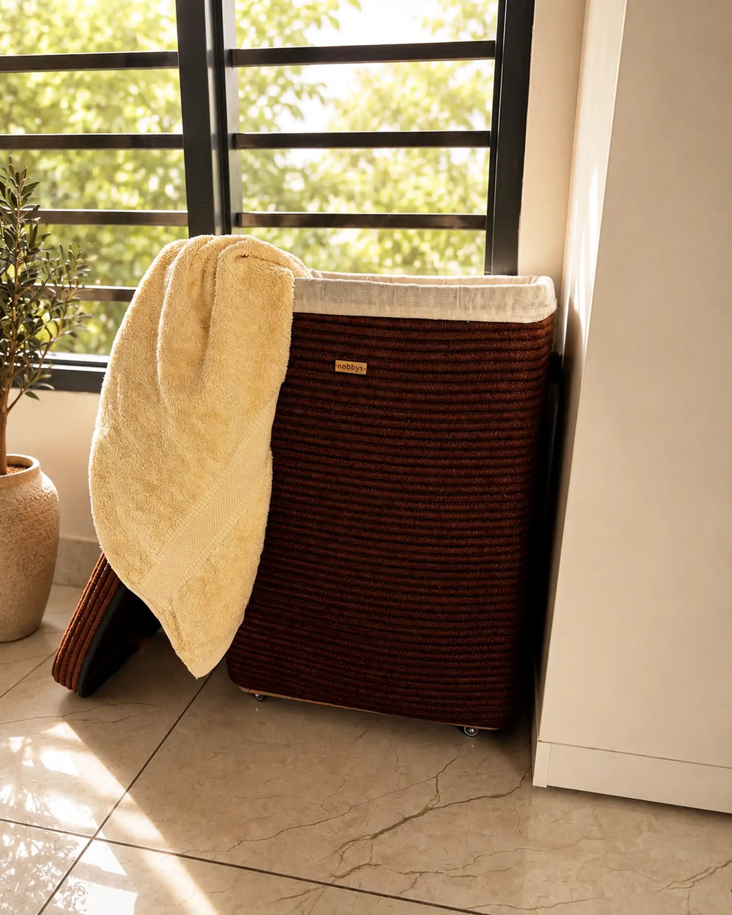 Auburn Earth Laundry Basket with Wheels -75 litres