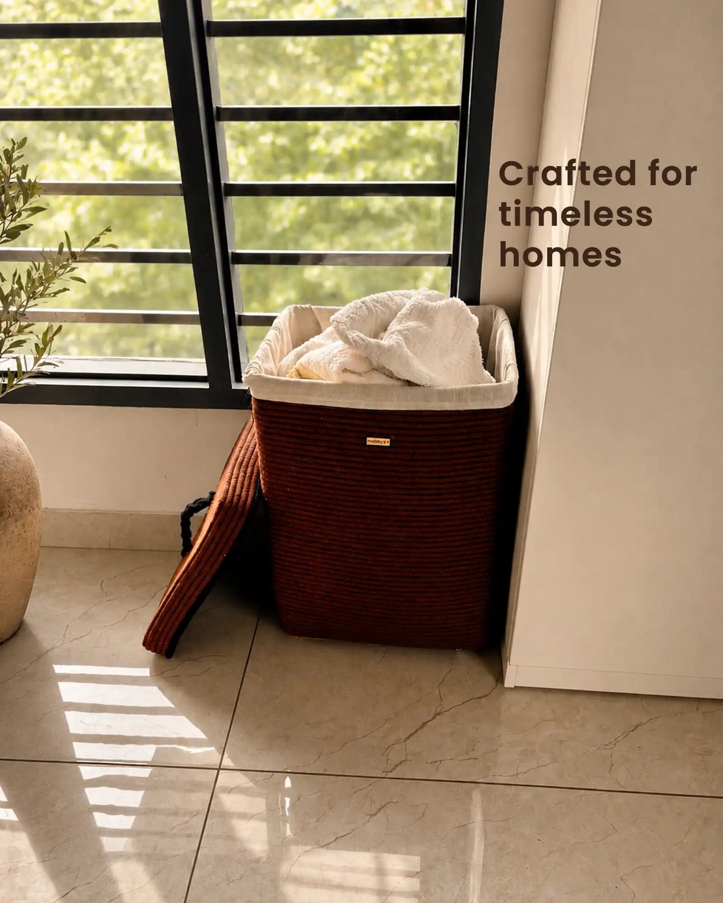 Auburn Earth Laundry Basket with Wheels -75 litres