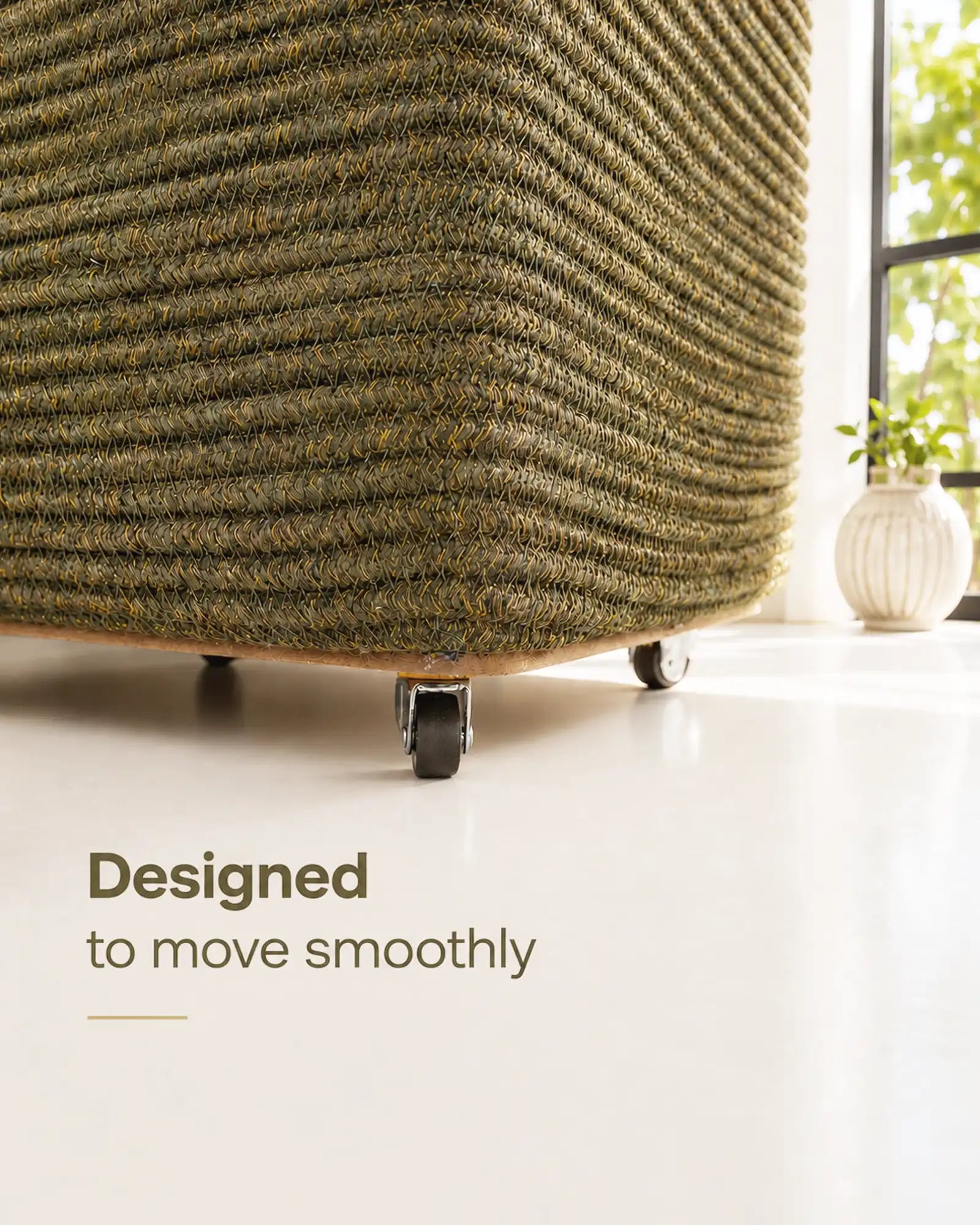 olive laundry basket with wheels
