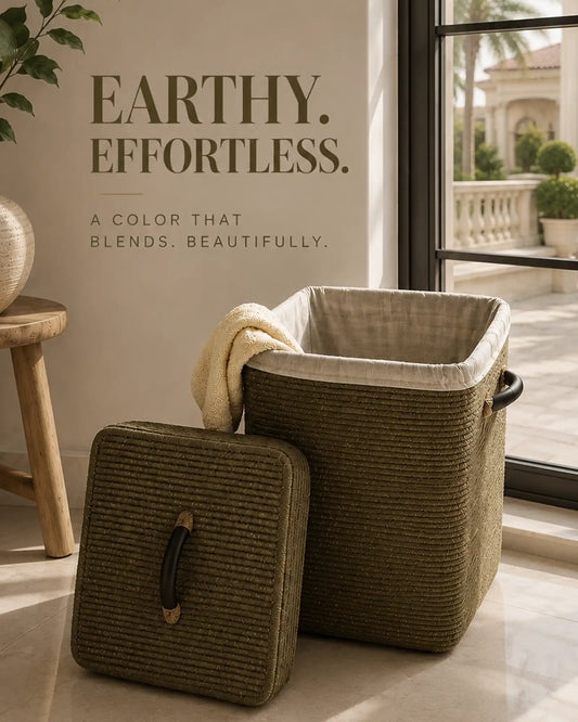 Olive green laundry basket