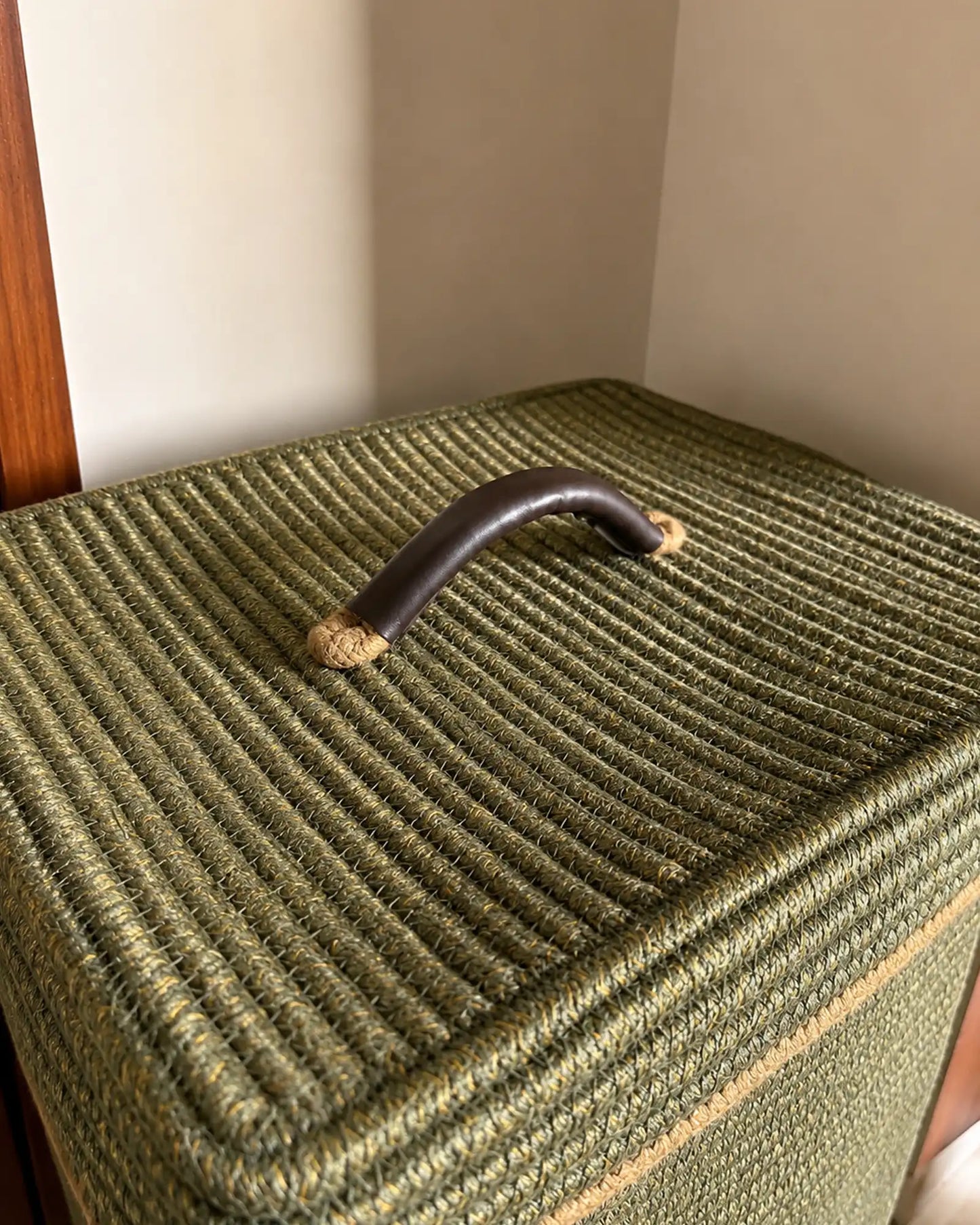 Timeless Olive Rectangular Laundry Basket with Wheels and Lid