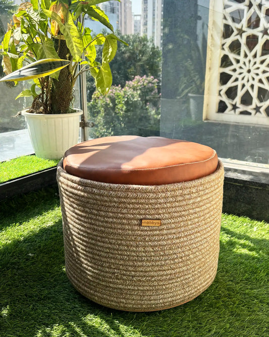 HANDWOVEN COTTON POUF