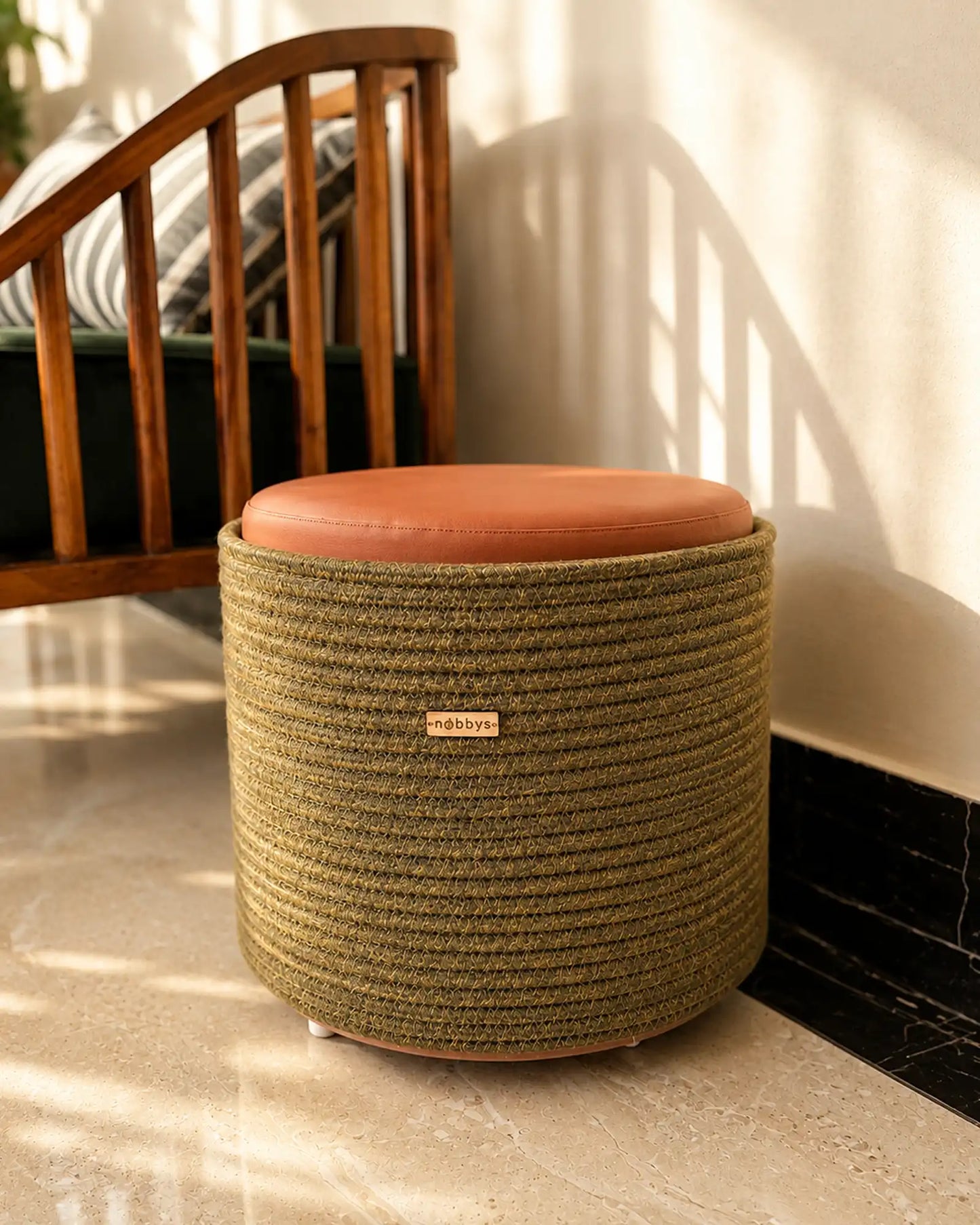 Olive Luxe Pouf