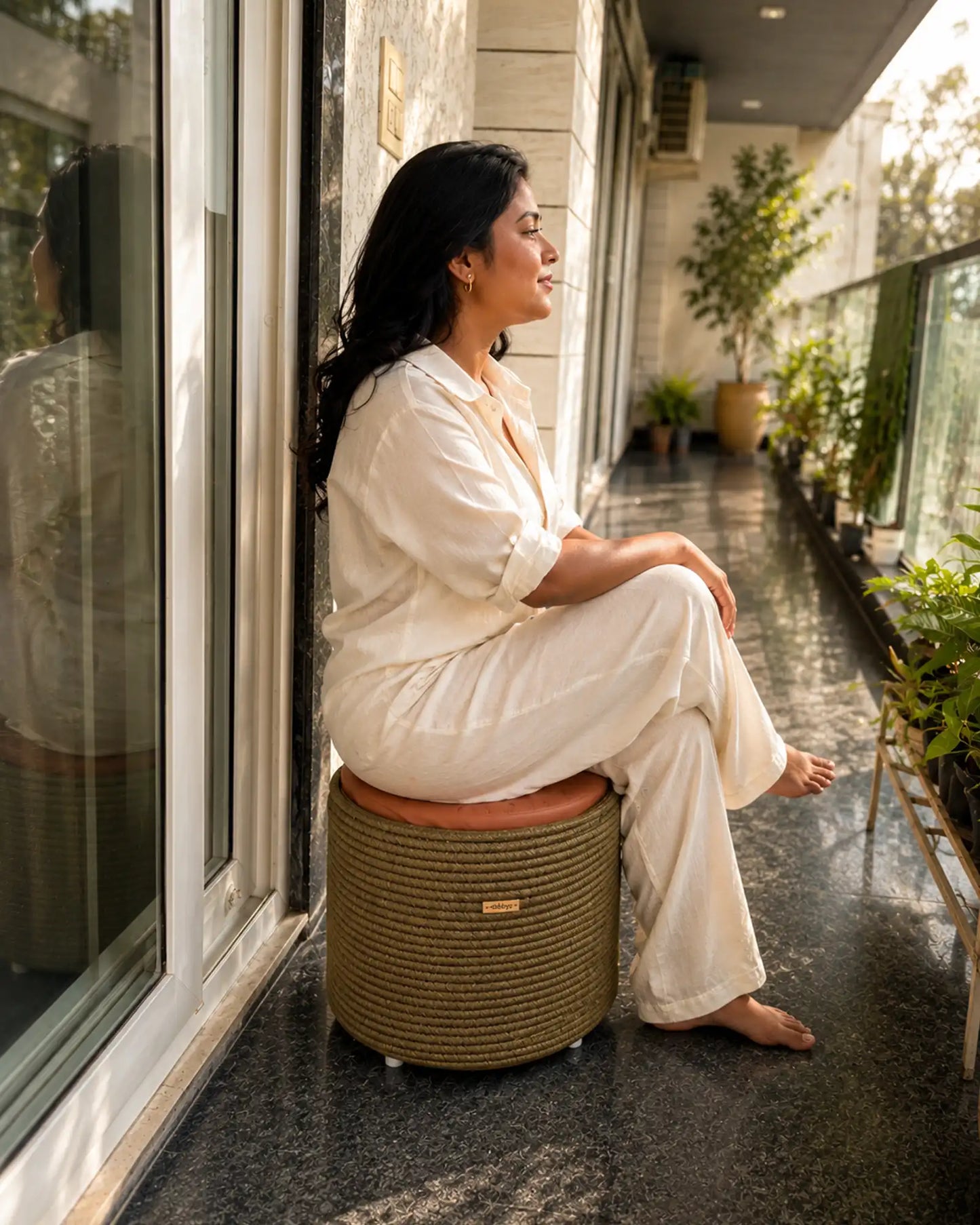 Olive Luxe Pouf
