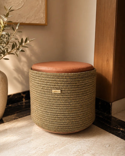 Olive Luxe Pouf