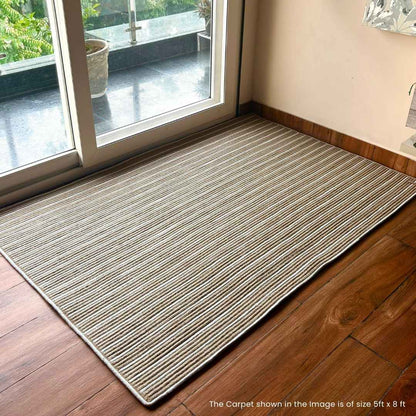 Jute White Striped Natural Carpet