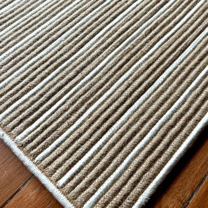 Jute White Striped Natural Carpet