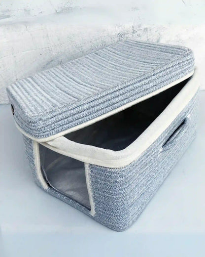 Pastel Blue Cotton Wardrobe Organizer(Shelf Basket)