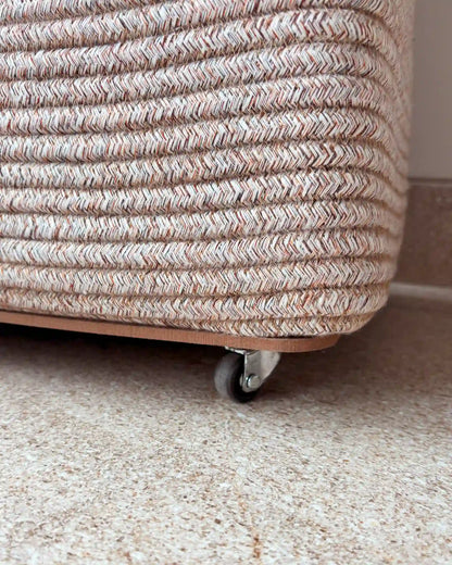 laundry basket with wheels at the bottom
