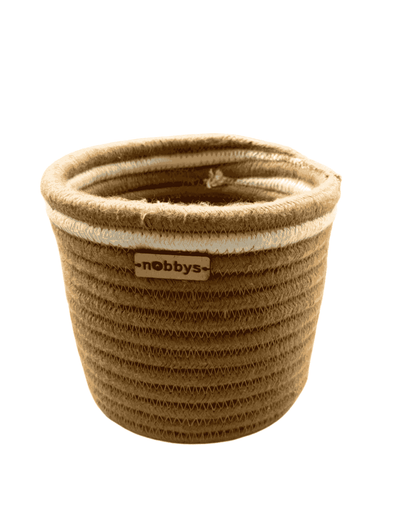 Jute Rope Planter With Raffia Embroidery Edge (5.5"D x 5.5"H)